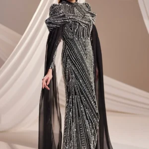Brelvaine Modest Formal Dress - Beaded Cape Evening Gown 2026
