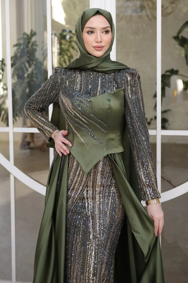 Brevelle Modest Formal Dress - Beaded Cape Detail 2026