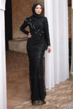 Brocelle Hijab Evening Dress - Heavily Embroidered Beadwork 2026
