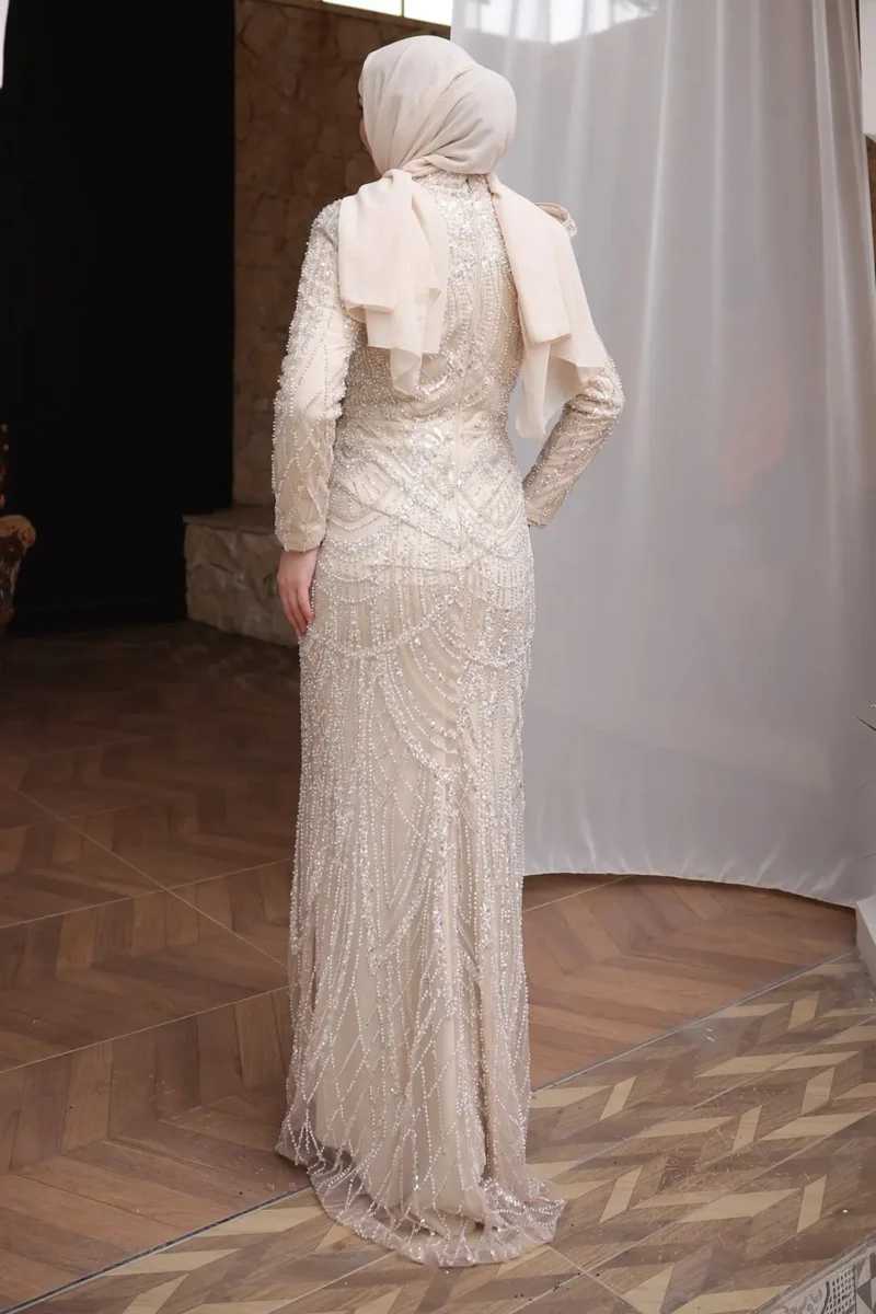 Brocelle Hijab Evening Dress - Heavily Embroidered Beadwork 2026