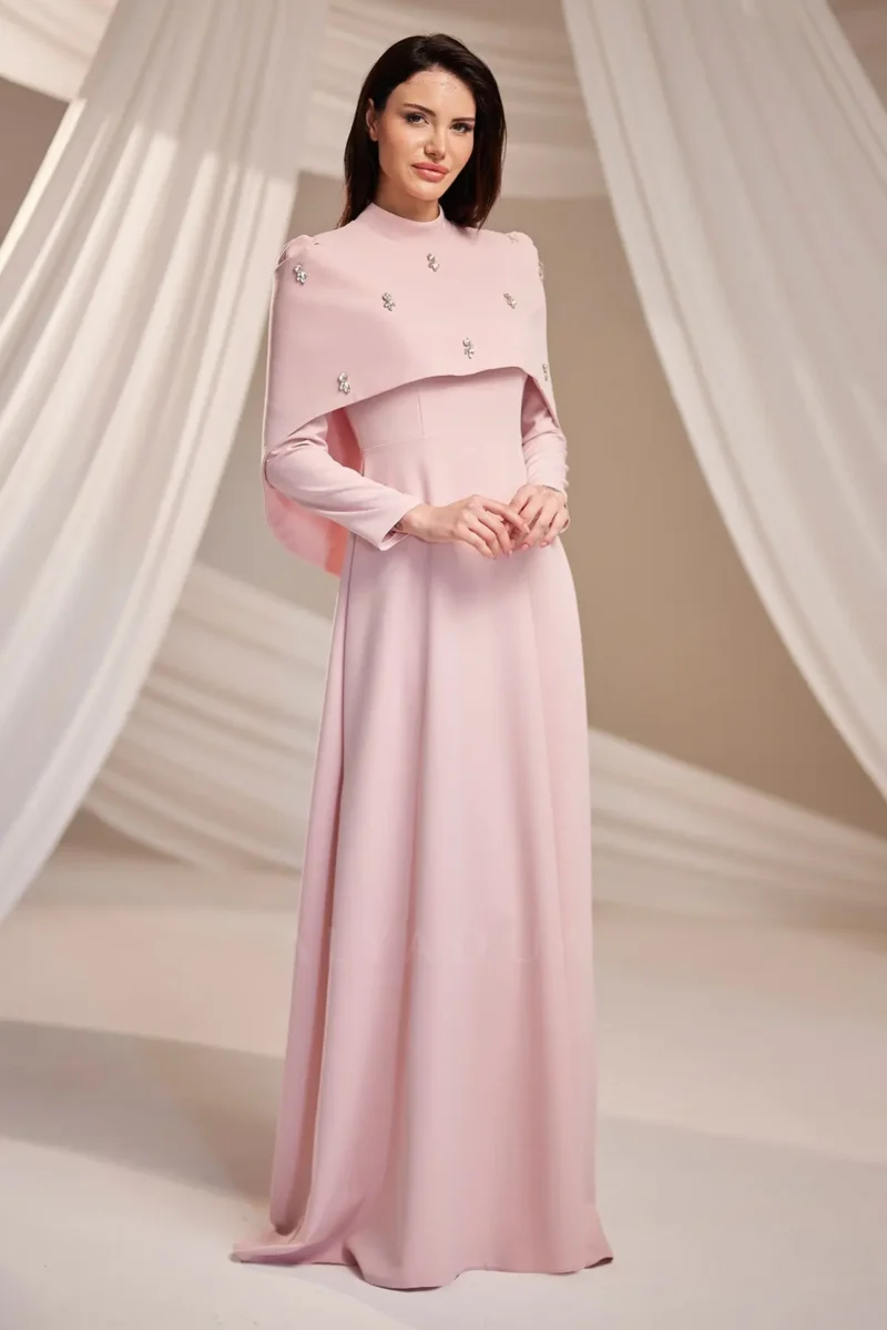 Calvara Modest Formal Dress - Detachable Cape Shoulders 2026