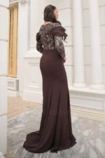 Celeste Modest Evening Gown - Draped Lace Detail 2026