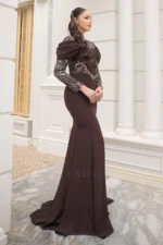 Celeste Modest Evening Gown - Draped Lace Detail 2026
