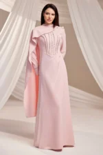 Clarenne Modest Formal Dress - Stone-trim Cape 2026
