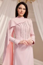 Clarenne Modest Formal Dress - Stone-trim Cape 2026
