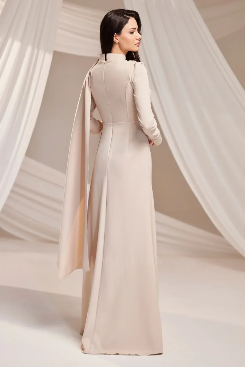 Clarenne Modest Formal Dress - Stone-trim Cape 2026