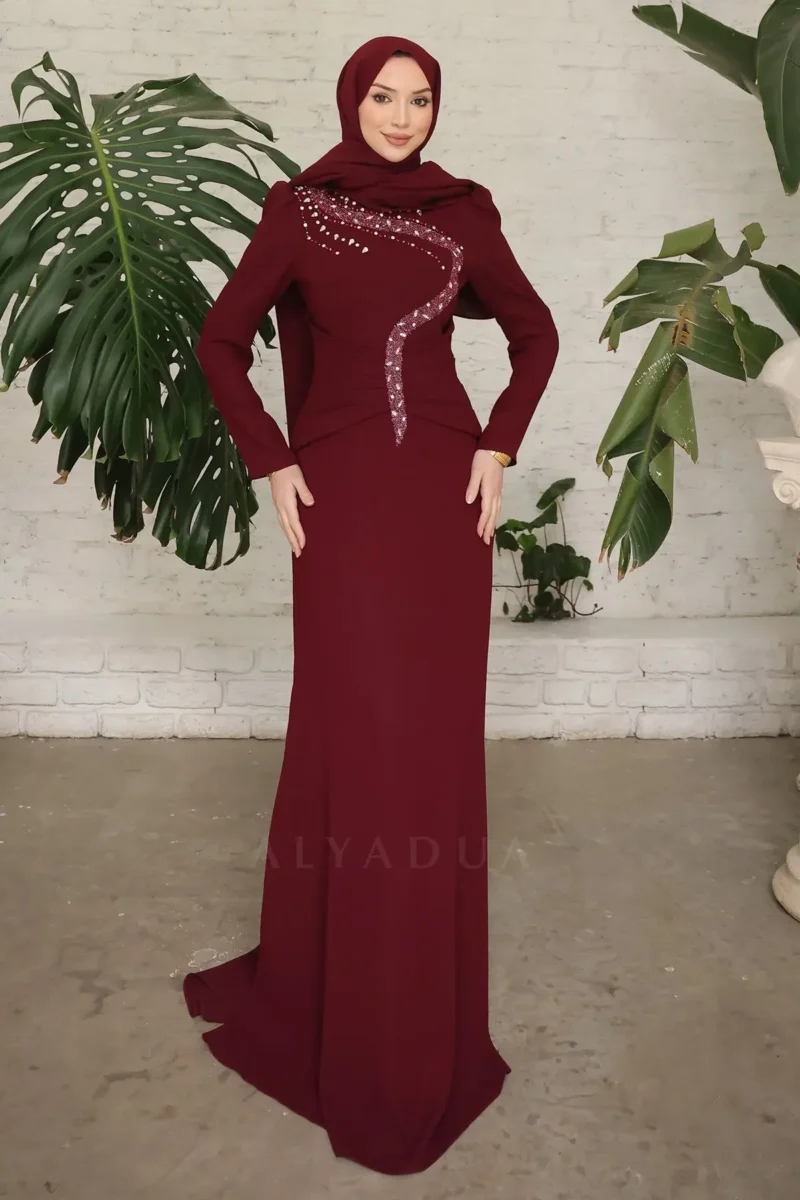Corvelle Hijab Evening Dress - Stone-embellished Bodice 2026