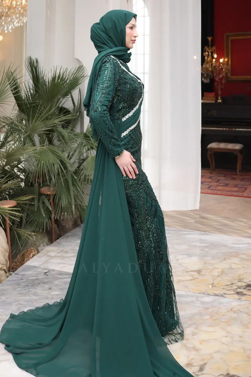 Crystelle Modest Evening Gown - Cross Stone Trim 2026
