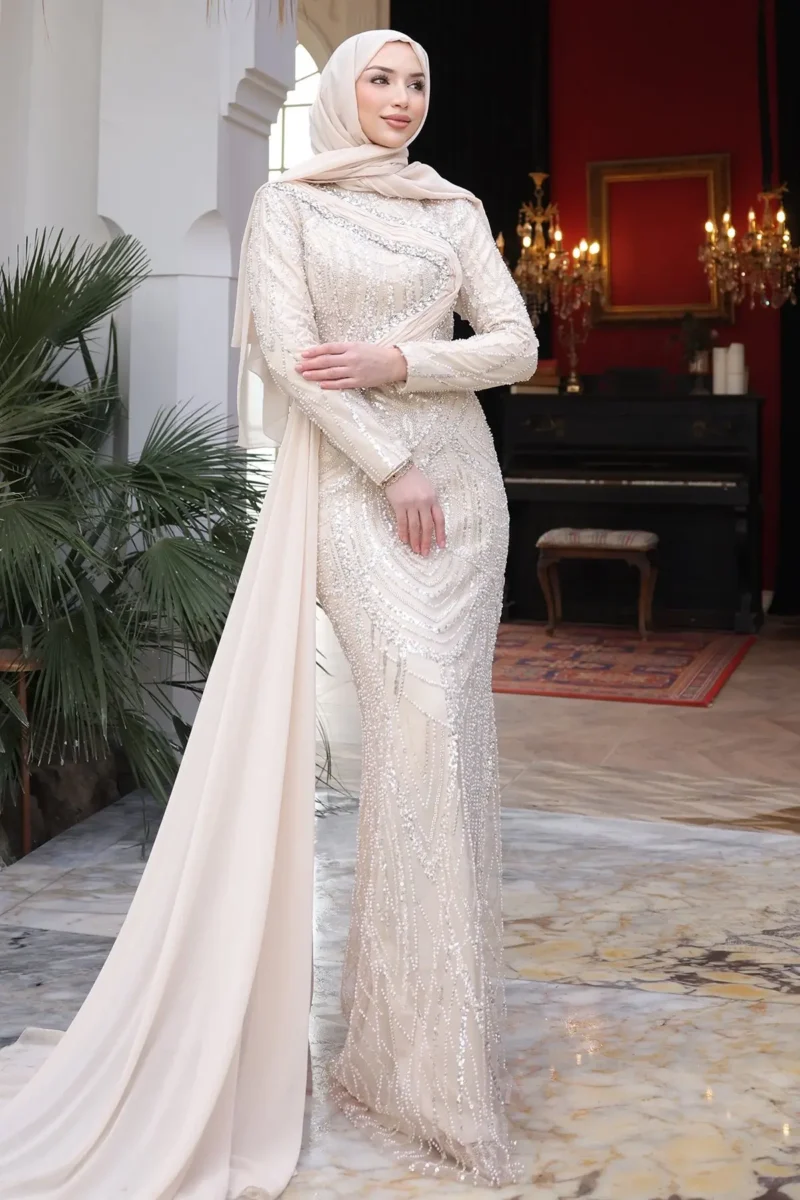Crystelle Modest Evening Gown - Cross Stone Trim 2026