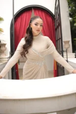 Delvara Islamic Evening Gown - Draped Waist Stone Embellishments 2026