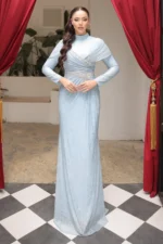 Delvara Islamic Evening Gown - Draped Waist Stone Embellishments 2026