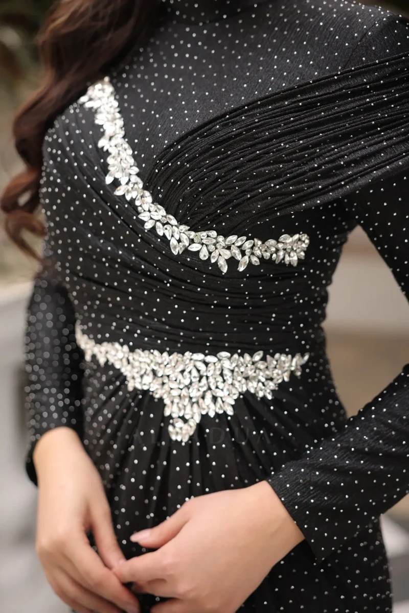 Delvara Islamic Evening Gown - Draped Waist Stone Embellishments 2026