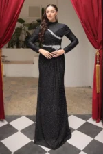 Delvara Islamic Evening Gown - Draped Waist Stone Embellishments 2026