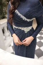 Delvara Islamic Evening Gown - Draped Waist Stone Embellishments 2026