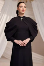 Dravelle Hijab Evening Dress - Draped Shoulder Brooch Detail 2026