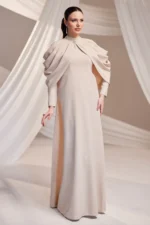 Dravelle Hijab Evening Dress - Draped Shoulder Brooch Detail 2026