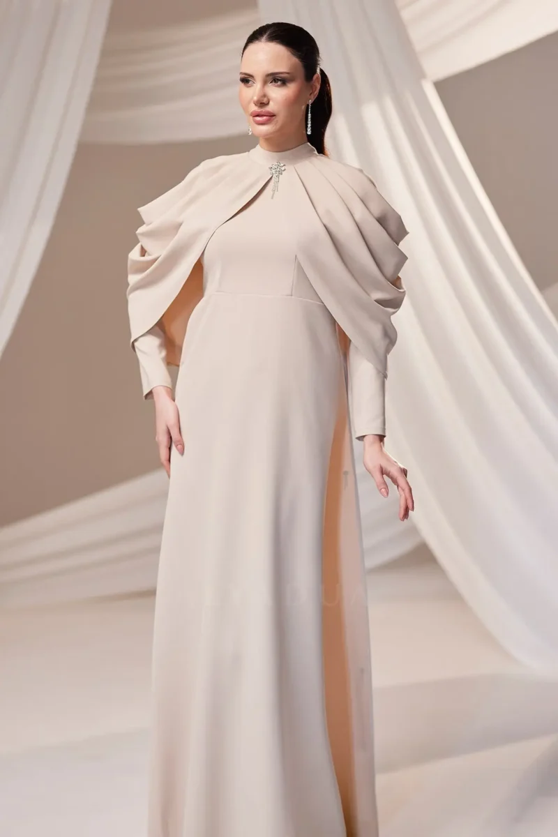 Dravelle Hijab Evening Dress - Draped Shoulder Brooch Detail 2026