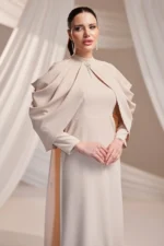 Dravelle Hijab Evening Dress - Draped Shoulder Brooch Detail 2026