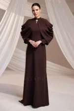 Dravelle Hijab Evening Dress - Draped Shoulder Brooch Detail 2026