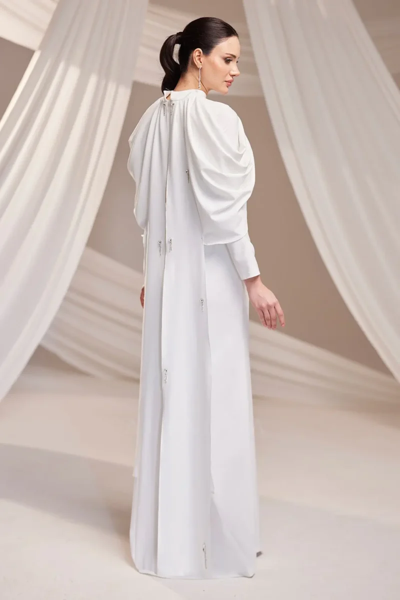Dravelle Hijab Evening Dress - Draped Shoulder Brooch Detail 2026
