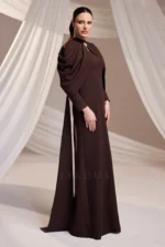 Dravelle Hijab Evening Dress - Draped Shoulder Brooch Detail 2026