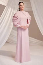 Dravelle Hijab Evening Dress - Draped Shoulder Brooch Detail 2026