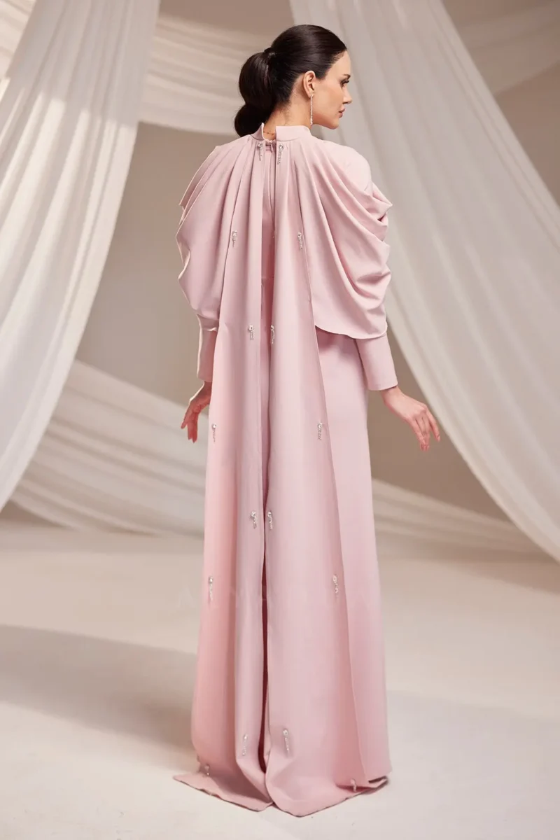 Dravelle Hijab Evening Dress - Draped Shoulder Brooch Detail 2026