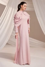 Dravelle Hijab Evening Dress - Draped Shoulder Brooch Detail 2026