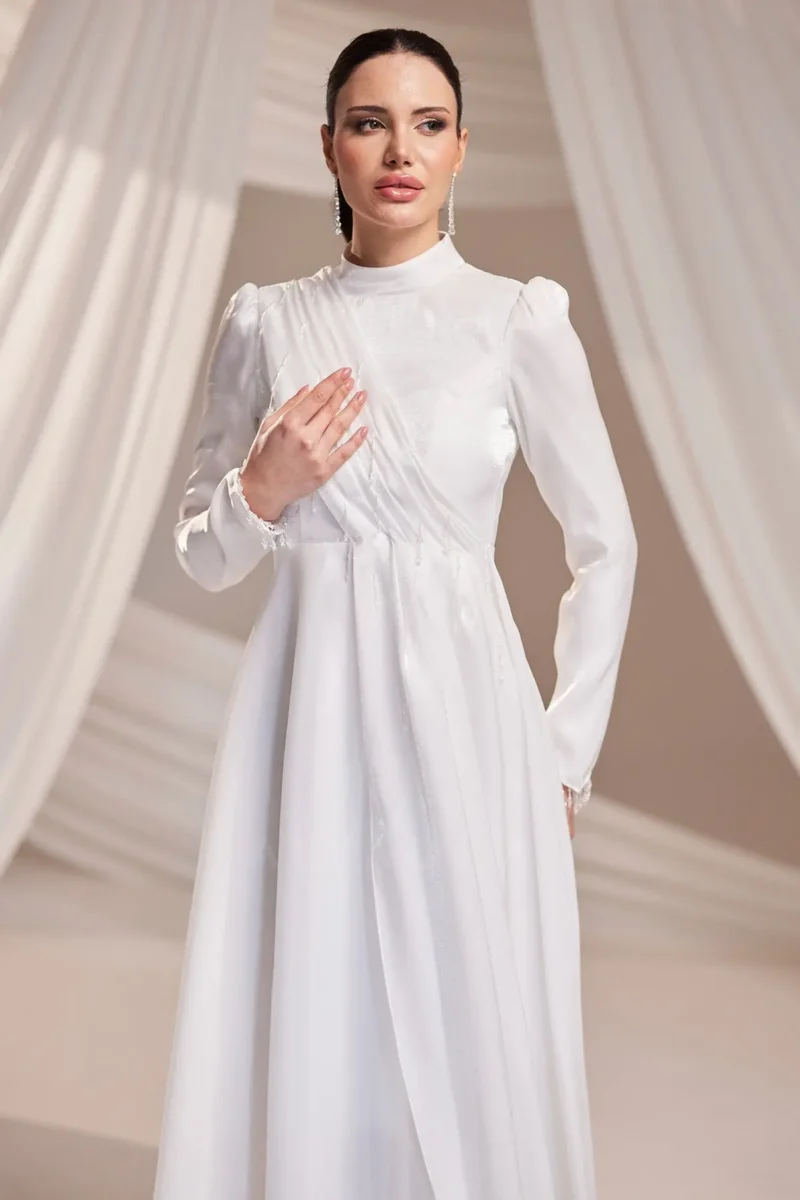 Drelvaine Modest Formal Dress - Draped Chest Chiffon Gown 2026