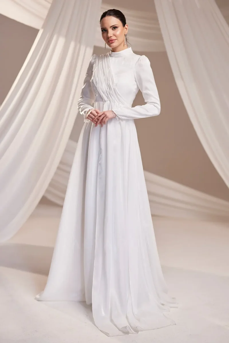 Drelvaine Modest Formal Dress - Draped Chest Chiffon Gown 2026