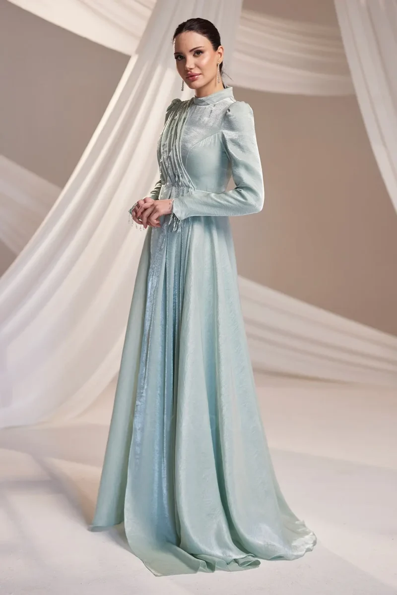 Drelvaine Modest Formal Dress - Draped Chest Chiffon Gown 2026