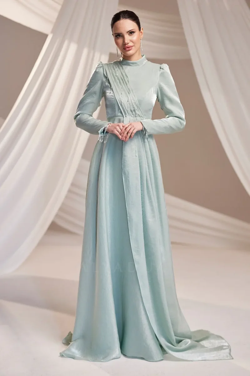 Drelvaine Modest Formal Dress - Draped Chest Chiffon Gown 2026