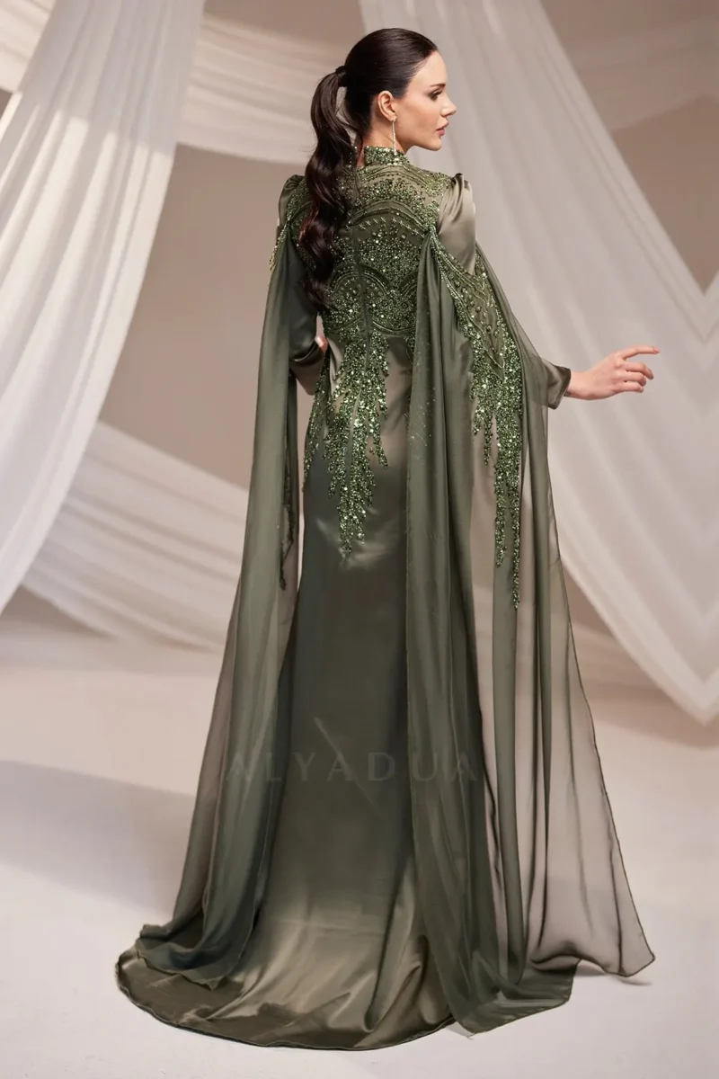 Felvourne Modest Evening Gown - Cape Overlay Embroidered Gown 2026