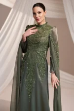 Felvourne Modest Evening Gown - Cape Overlay Embroidered Gown 2026