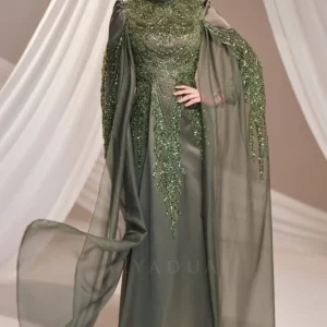 Felvourne Modest Evening Gown - Cape Overlay Embroidered Gown 2026