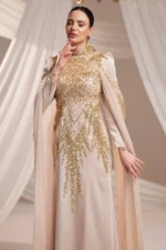 Felvourne Modest Evening Gown - Cape Overlay Embroidered Gown 2026