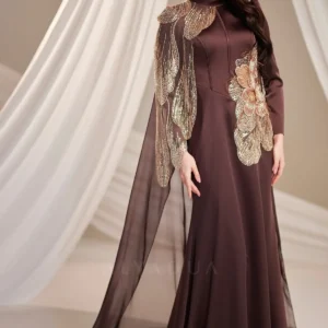 Florande Islamic Evening Gown - Floral Appliqu Shoulders 2026