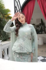 Florenne Modest Formal Dress - Draped Waist Floral Embroidery 2026