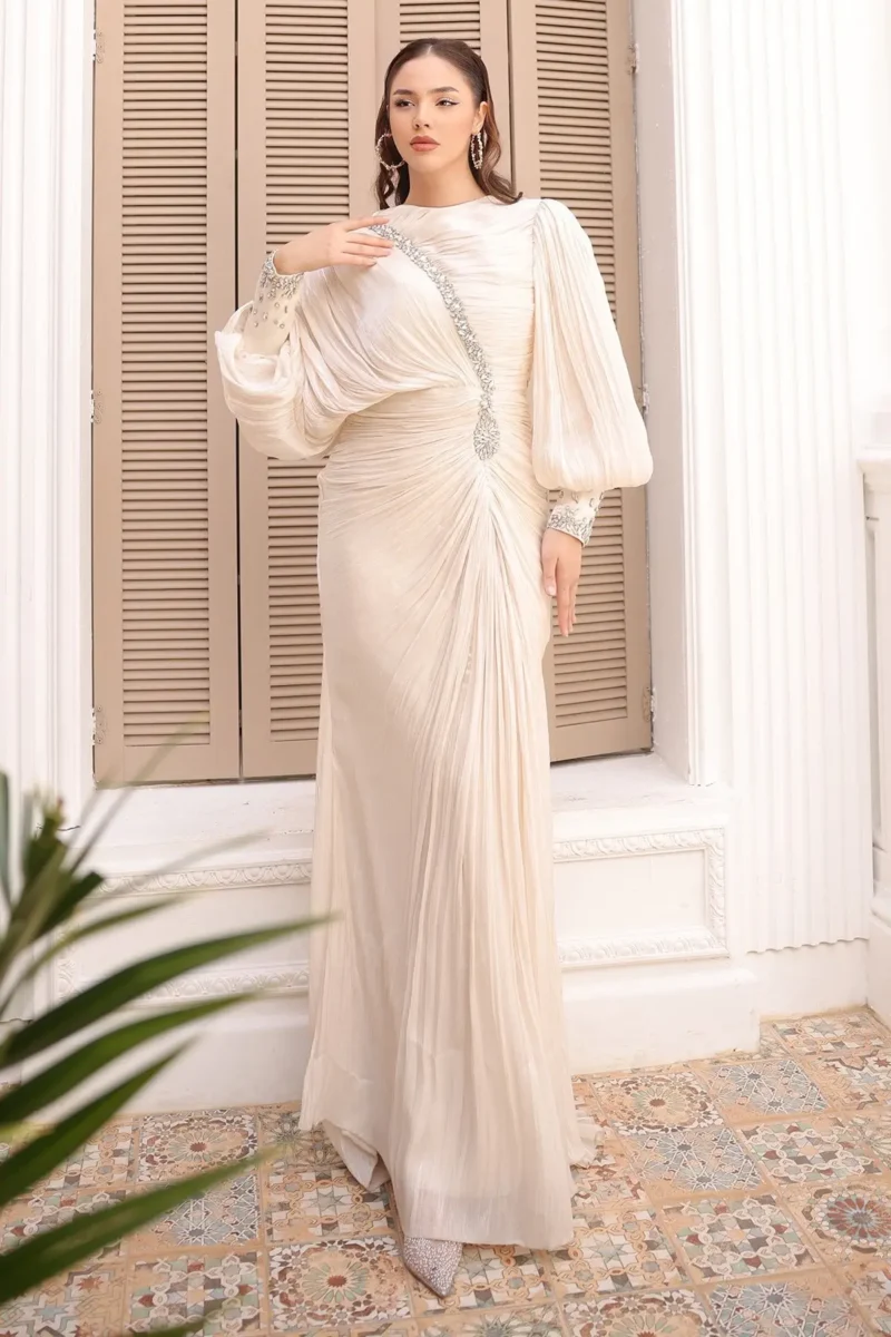 Florisse Modest Formal Dress - Diagonal Stone Trim 2026