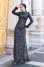 Glimette Hijab Evening Dress - Shimmer Tulle Cuffs 2026