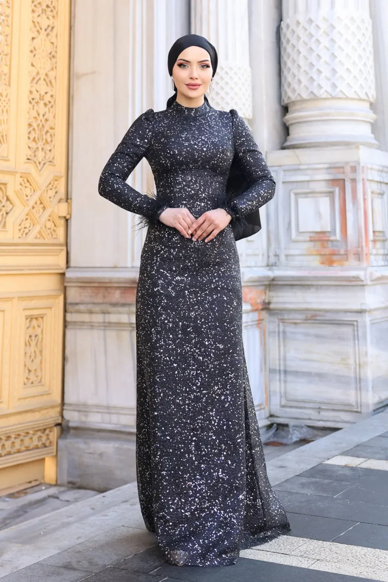 Glimette Hijab Evening Dress - Shimmer Tulle Cuffs 2026