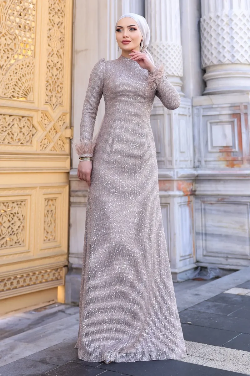 Glimette Hijab Evening Dress - Shimmer Tulle Cuffs 2026