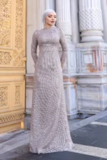 Glimette Hijab Evening Dress - Shimmer Tulle Cuffs 2026