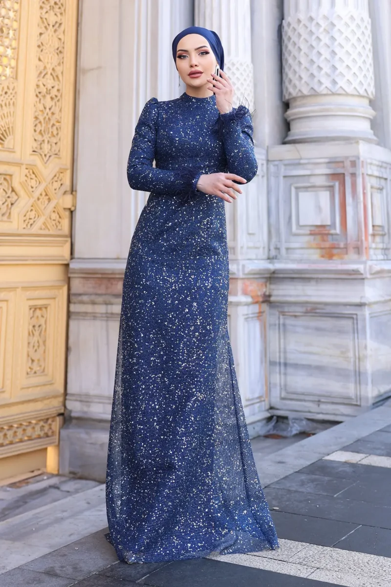Glimette Hijab Evening Dress - Shimmer Tulle Cuffs 2026