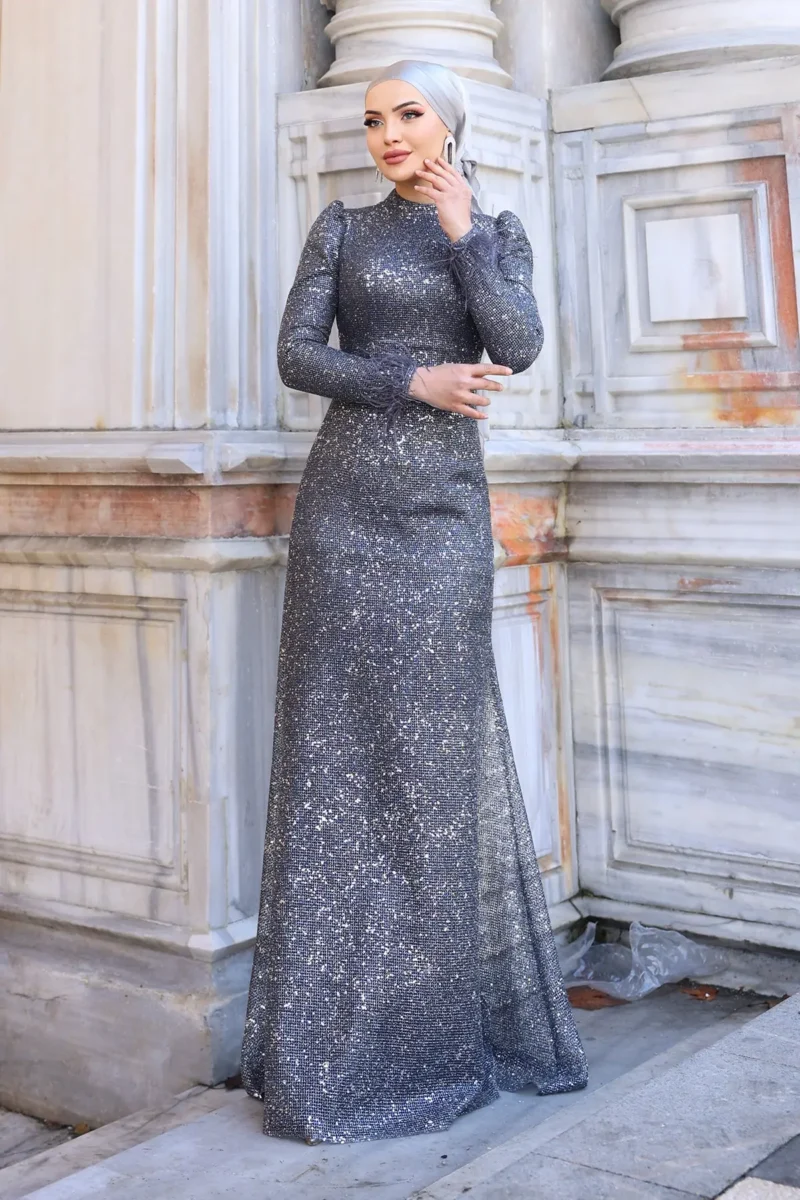 Glimette Hijab Evening Dress - Shimmer Tulle Cuffs 2026