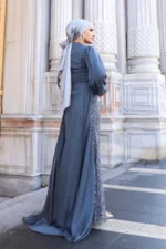 Lavelle Modest Evening Gown - Tulle-trimmed Balloon Sleeves 2026