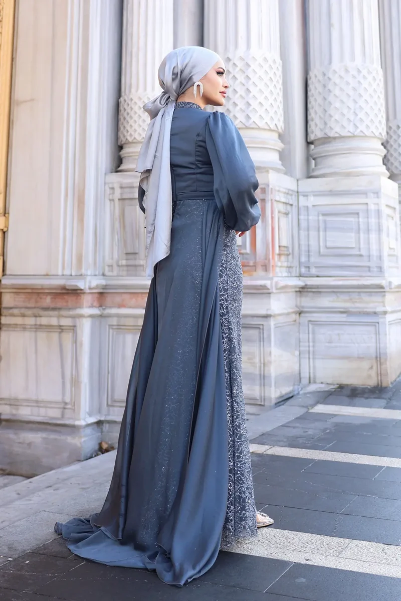 Lavelle Modest Evening Gown - Tulle-trimmed Balloon Sleeves 2026
