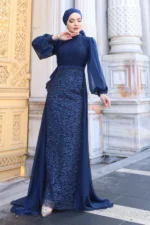 Lavelle Modest Evening Gown - Tulle-trimmed Balloon Sleeves 2026
