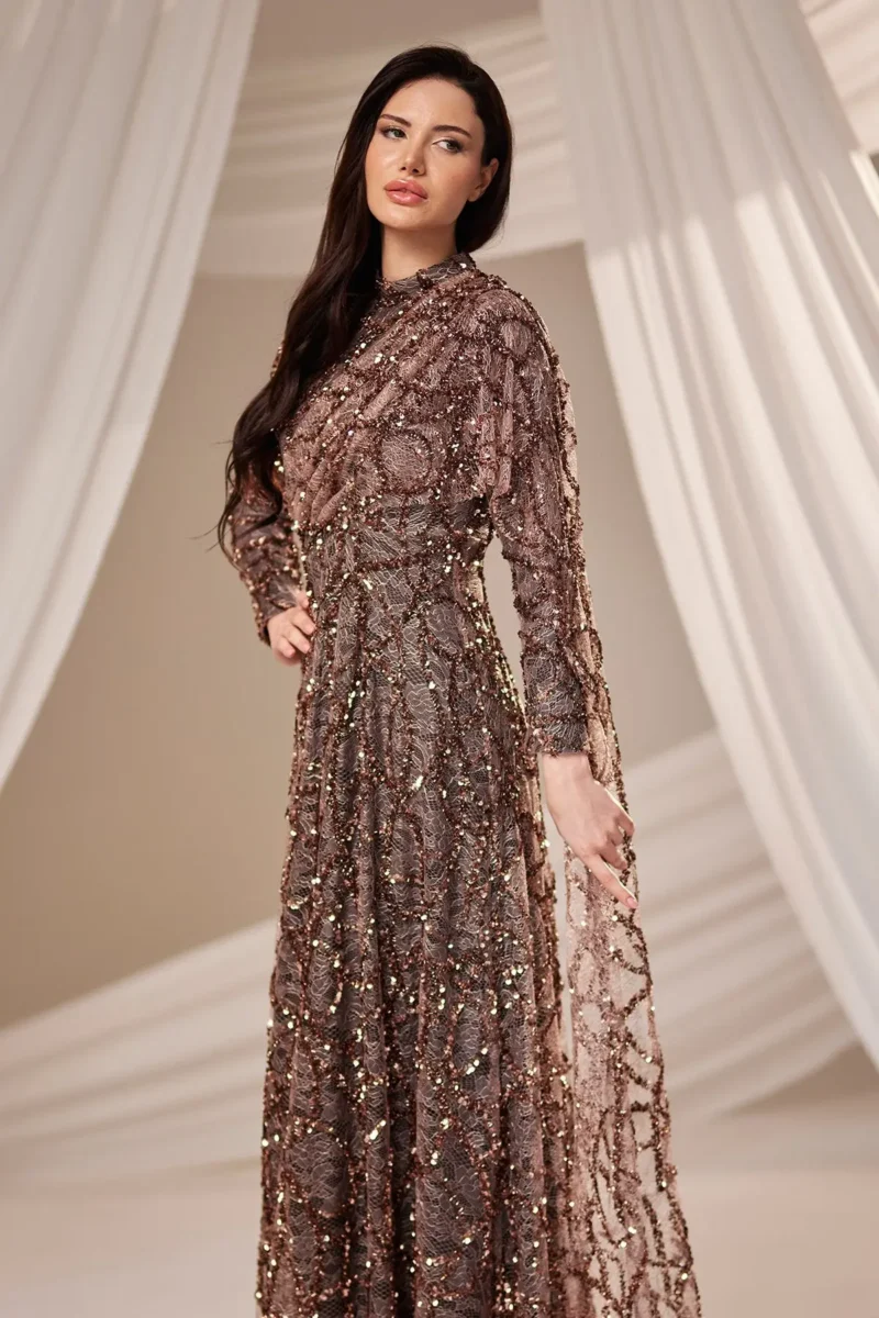 Lirenne Modest Formal Dress - Sequin Lace Drape 2026