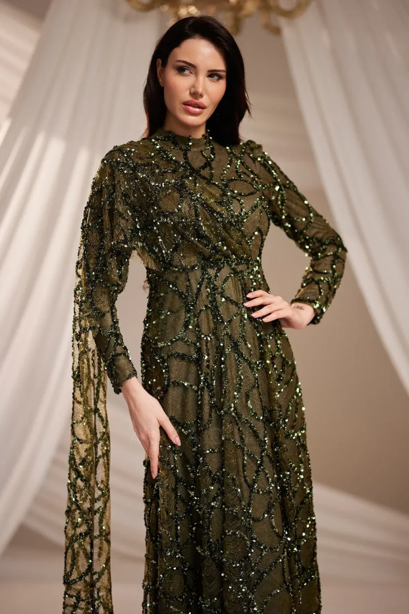Lirenne Modest Formal Dress - Sequin Lace Drape 2026
